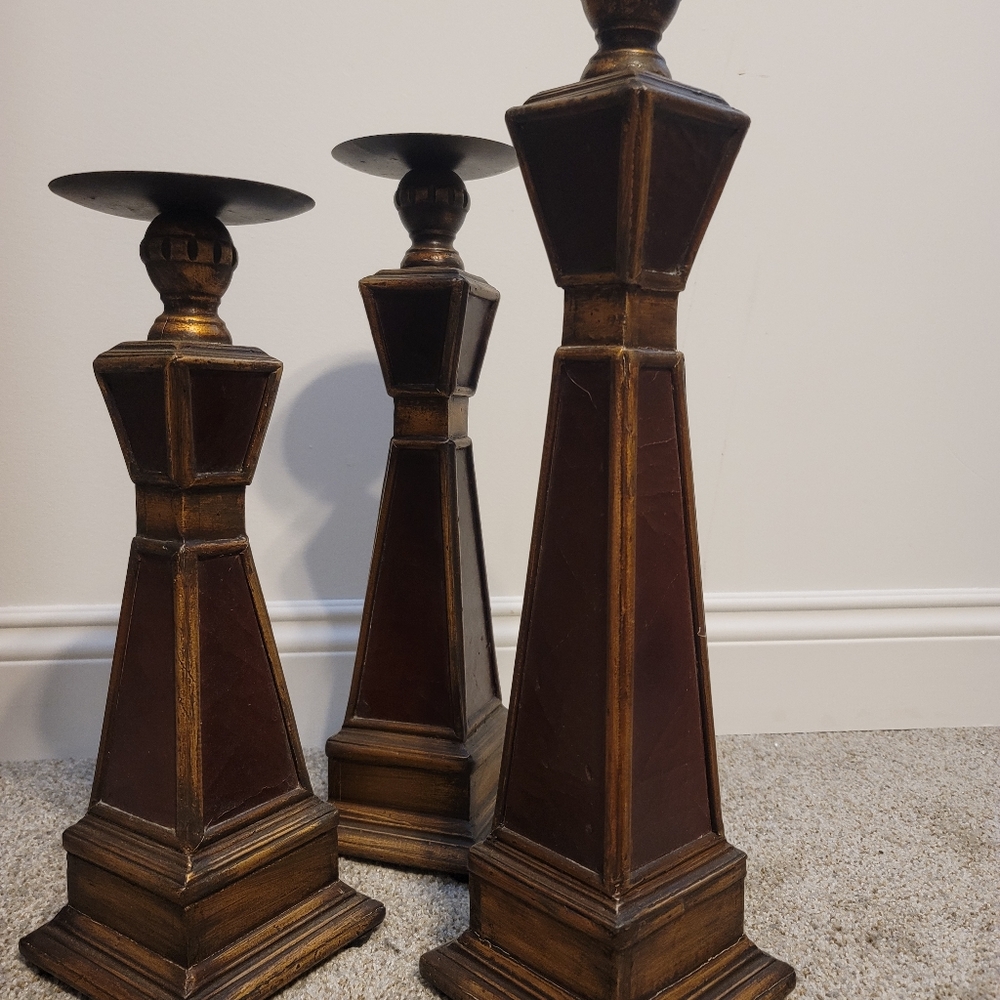 Candle Holders/Set of 3 Sizes are, 16", 18" & 21" tall.